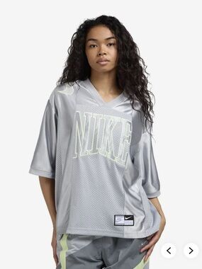 Nike Women's Oversized Mesh Jersey - Light Smoke Grey & Volt